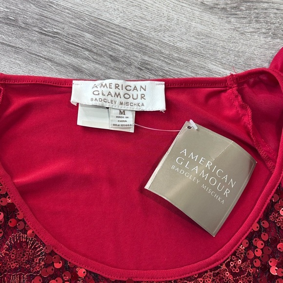 Badgley Mischka American Glamour Red Sequin Blouse Top Vintage Style Size M - Picture 4 of 9